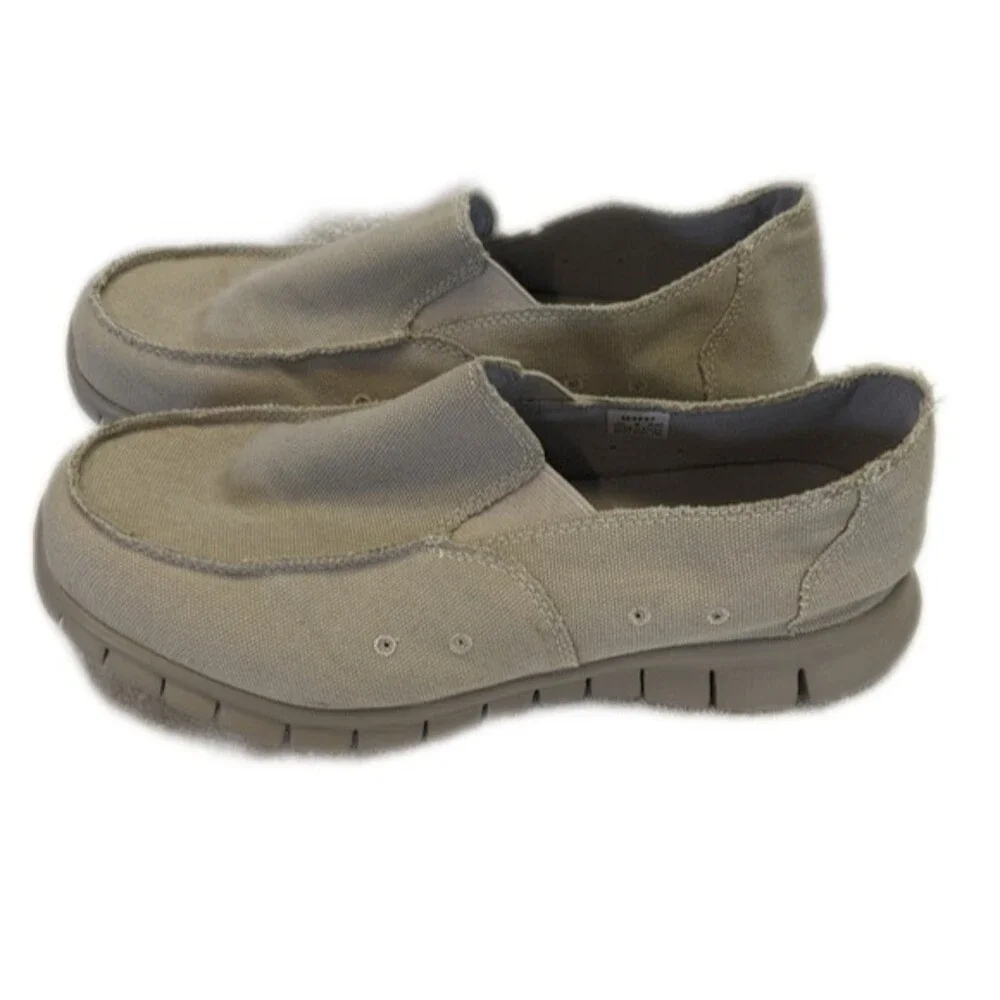 Propet men's slip-on sneakers loafers lightweight khaki tan gray/beige - 9